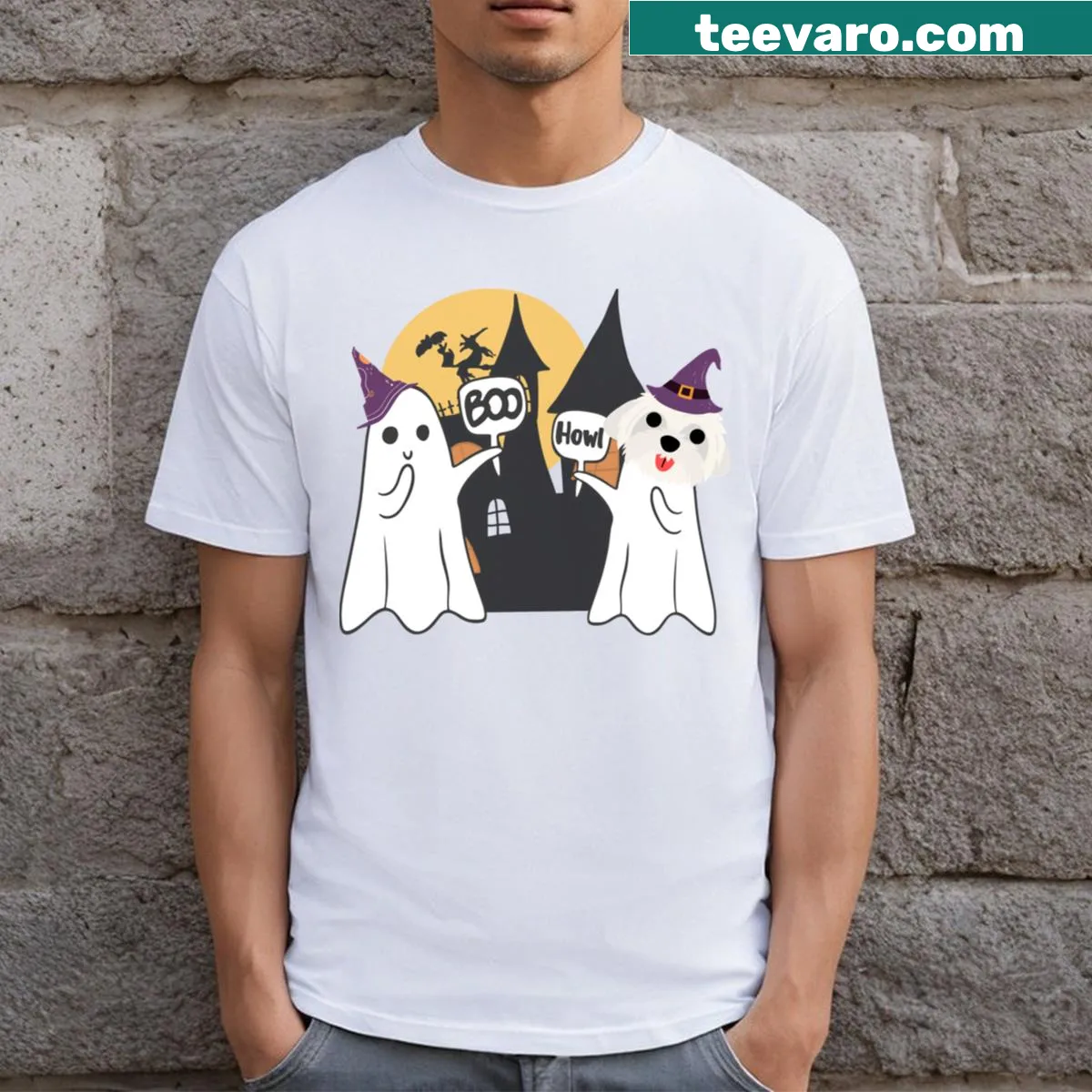 T-shirt featuring a cute illustration of a dog — on a men's t-shirt
