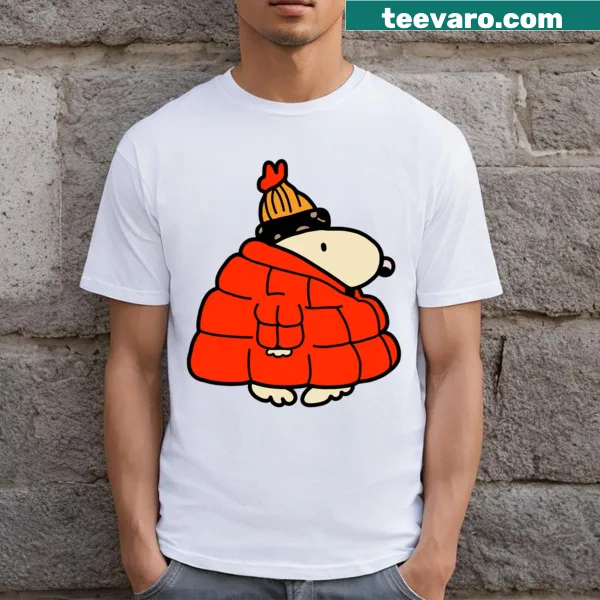 T-shirt featuring a dog in a parka