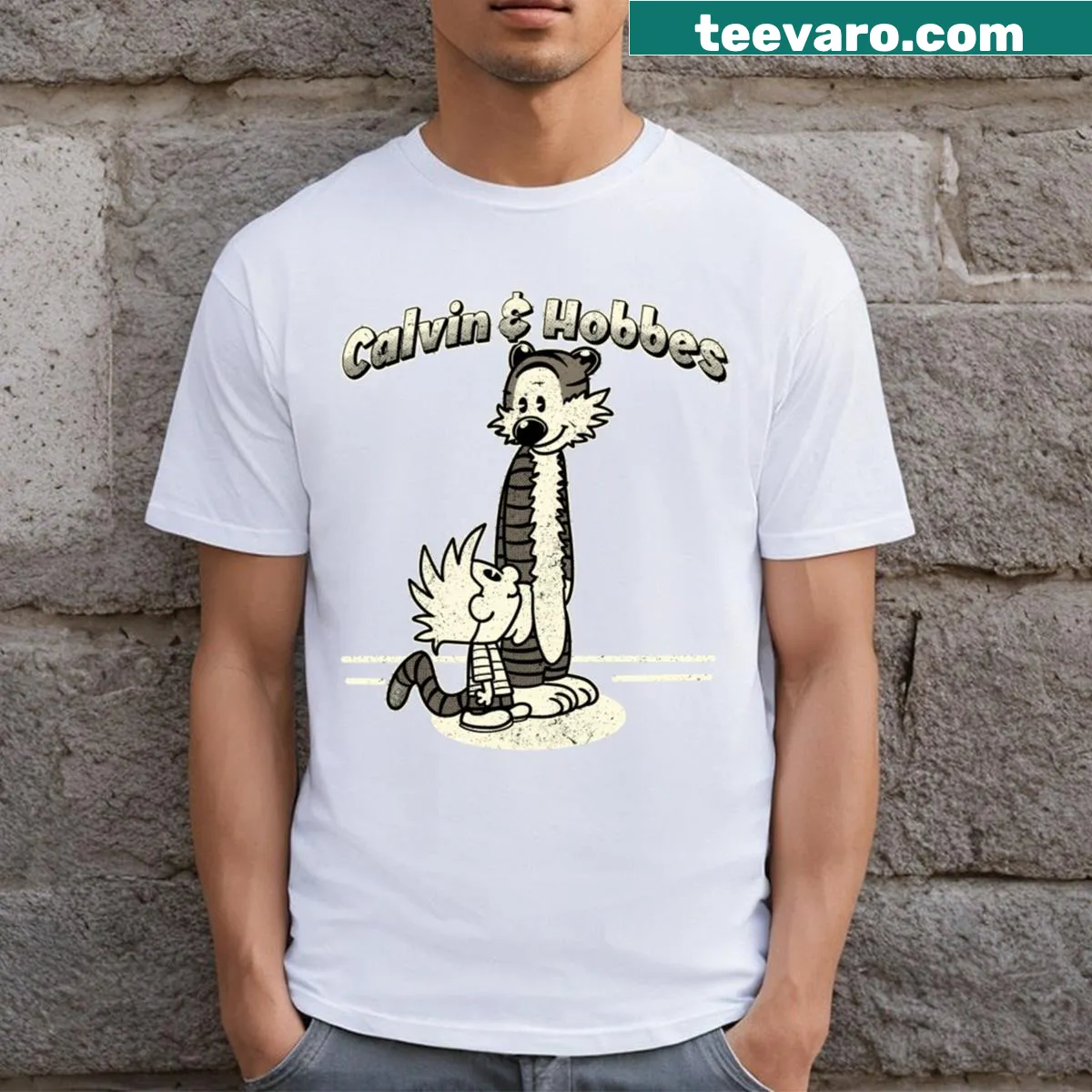 Retro-inspired t-shirt featuring 80s and 90s themed graphics. — on a men's t-shirt