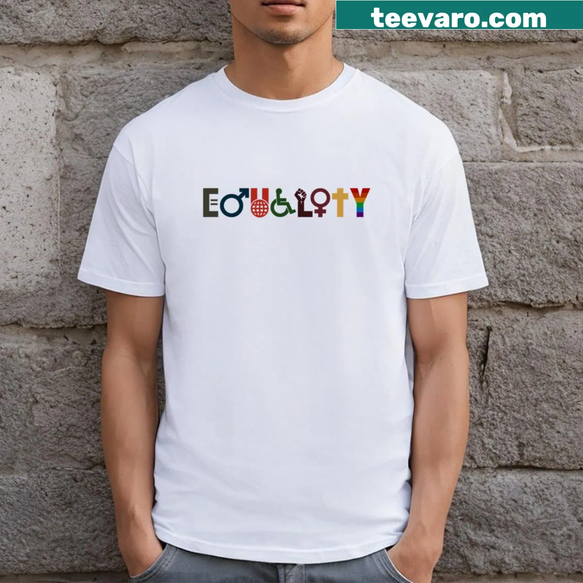 Christmas-themed t-shirt promoting equality and togetherness — on a men's t-shirt