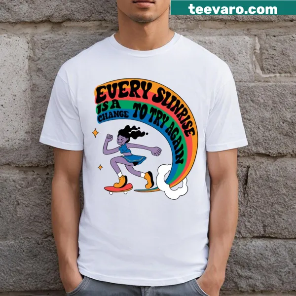 Inspirational t-shirt with sunrise quote