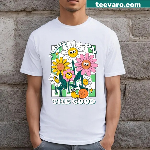 Positive message 'Focus on the Good' printed T-shirt