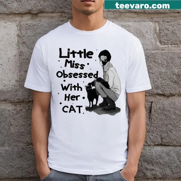 Cute t-shirt for girls featuring a cat obsession quote