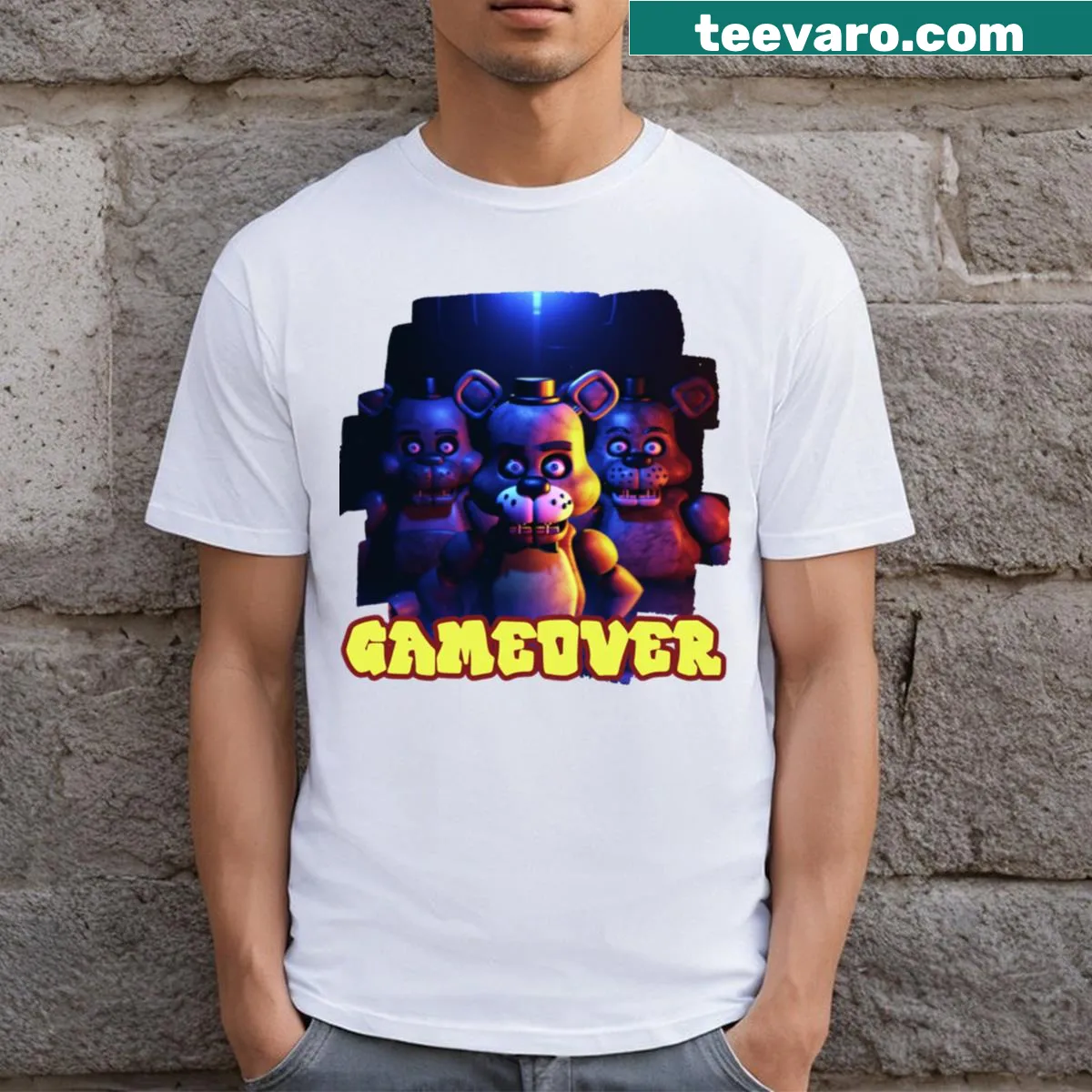 Gaming-themed T-shirt with 'Game Over' text — on a men's t-shirt