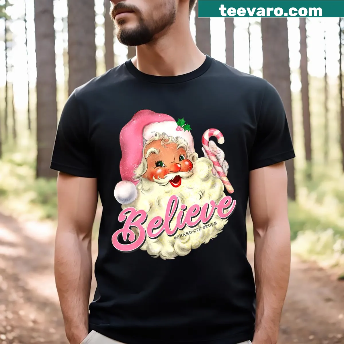 Vintage Santa Claus Christmas t-shirt for kids with a joyful design — on a men's t-shirt