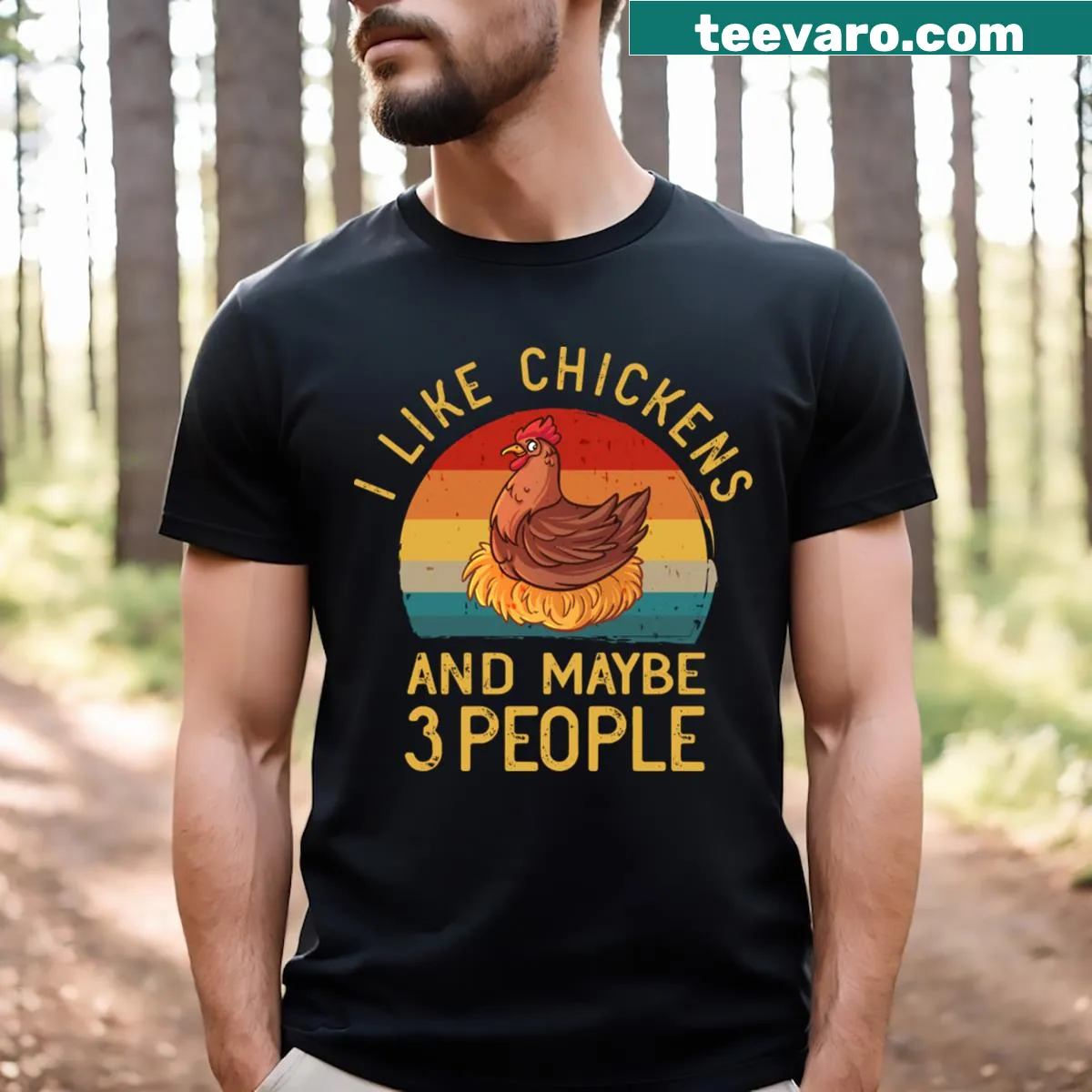 Chickens lover t-shirt with humorous text about chickens and people — on a men's t-shirt