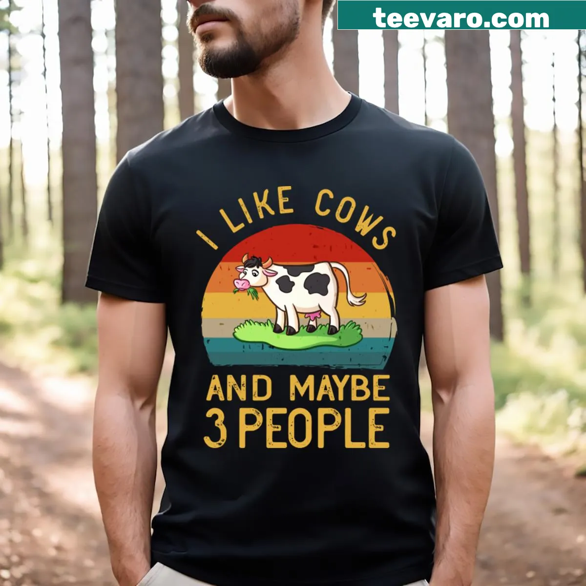 Funny farming saying t-shirt featuring cows and a humorous quote — on a men's t-shirt