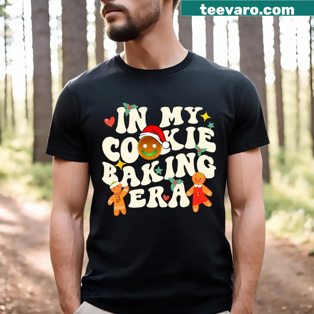 Funny cookie baking t-shirt with playful typography — on a men's t-shirt