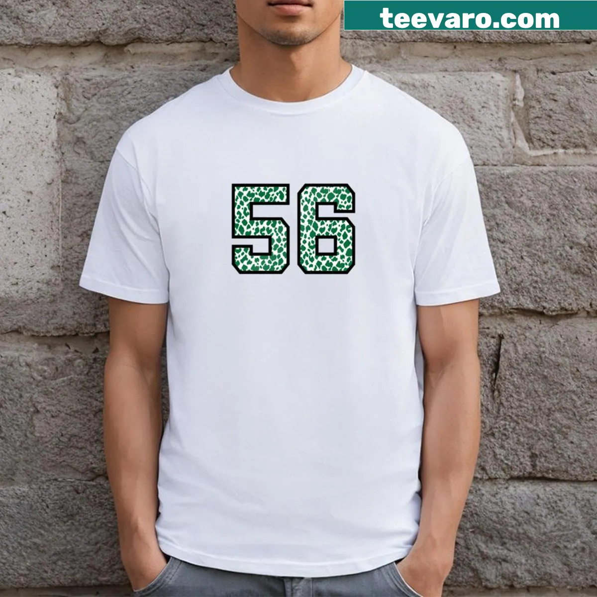 Jets T-shirt with Quincy Williams and number 56 — on a men's t-shirt