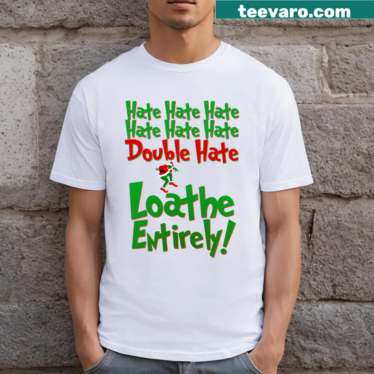 Edgy t-shirt with the phrase 'Loathe Entirely' printed — on a men's t-shirt