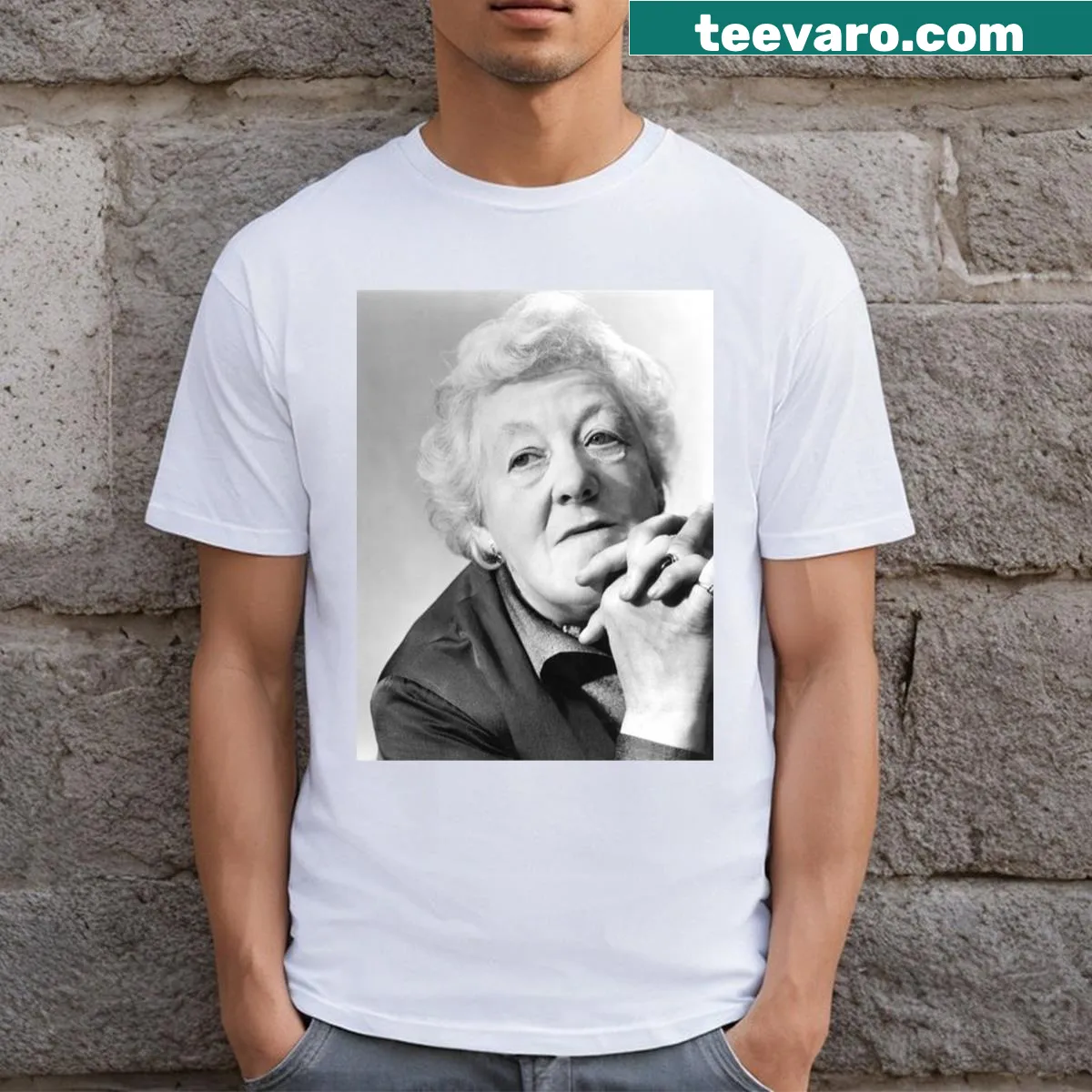 Typographic tribute to Margaret Rutherford on T-shirt — on a men's t-shirt