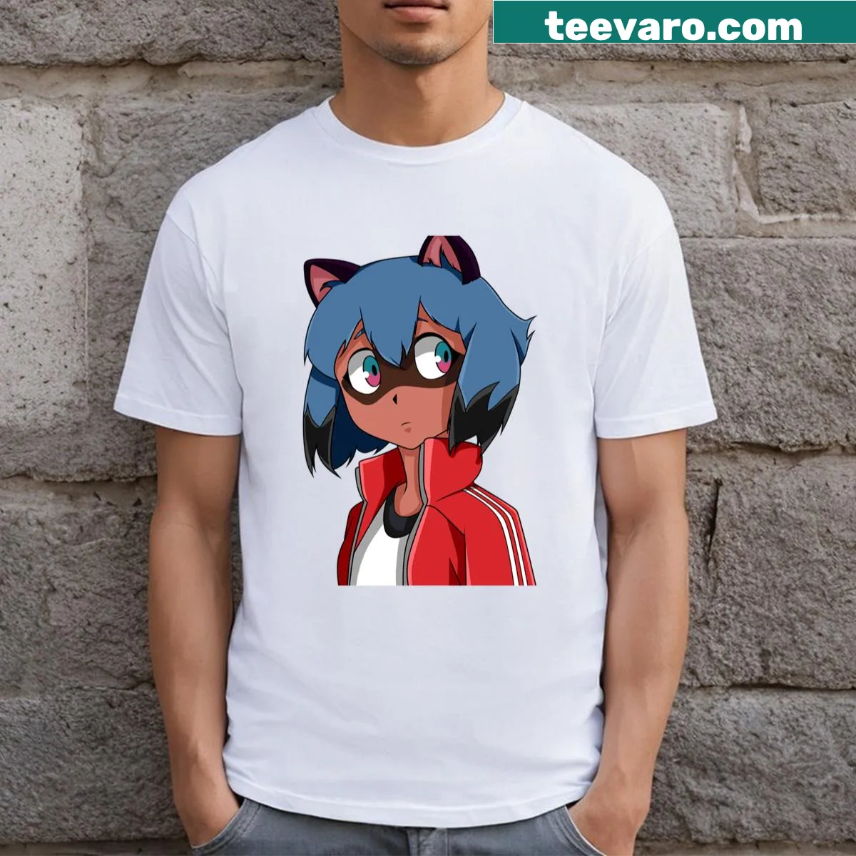 Michiru Kagemori themed T-shirt featuring dynamic anime-inspired graphics — on a men's t-shirt