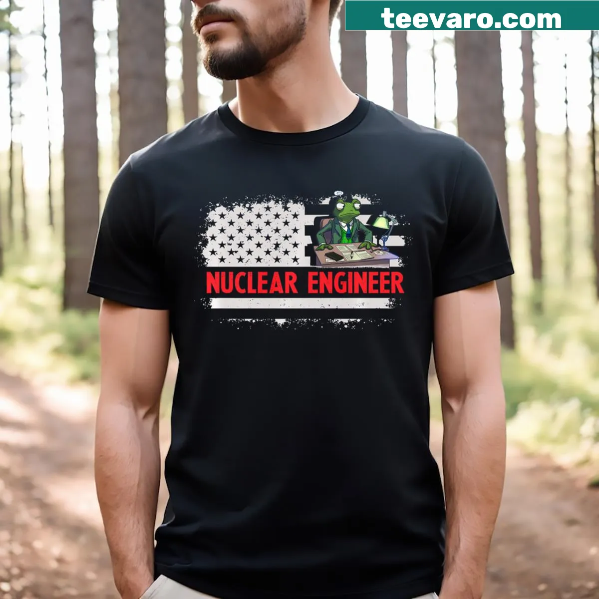 Inspirational nuclear engineering quote T-shirt in clean typography. — on a men's t-shirt