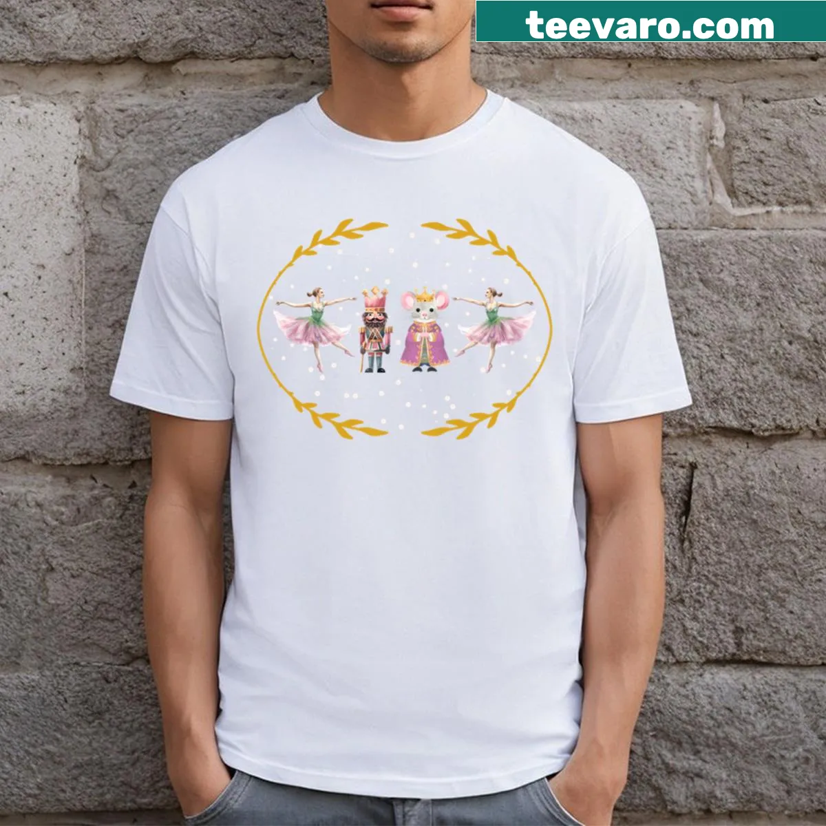Nutcracker Sugar Plum Fairy illustration T-shirt for dance teachers. — on a men's t-shirt