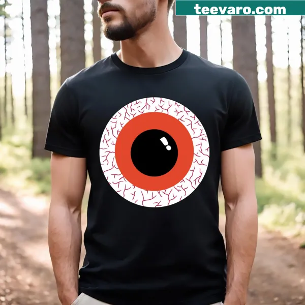 Creative eye balls graphic on an orange t-shirt