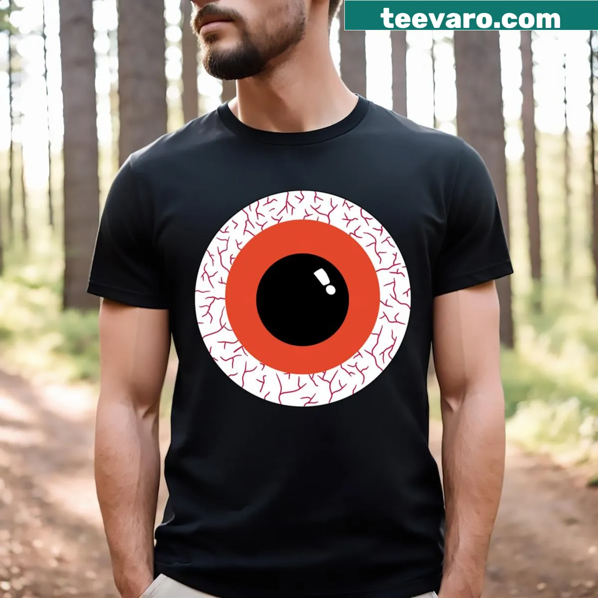Creative eye balls graphic on an orange t-shirt — on a men's t-shirt