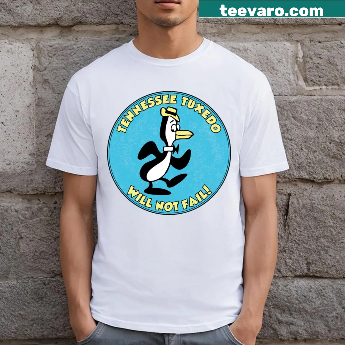 Tennessee Tuxedo cartoon character illustration — on a men's t-shirt