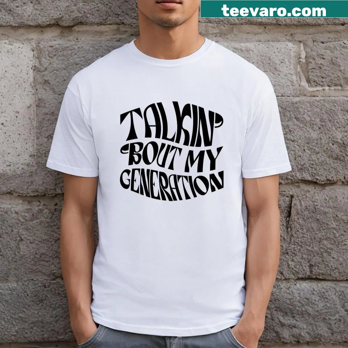 Classic t-shirt featuring typography of The Who band name — on a men's t-shirt
