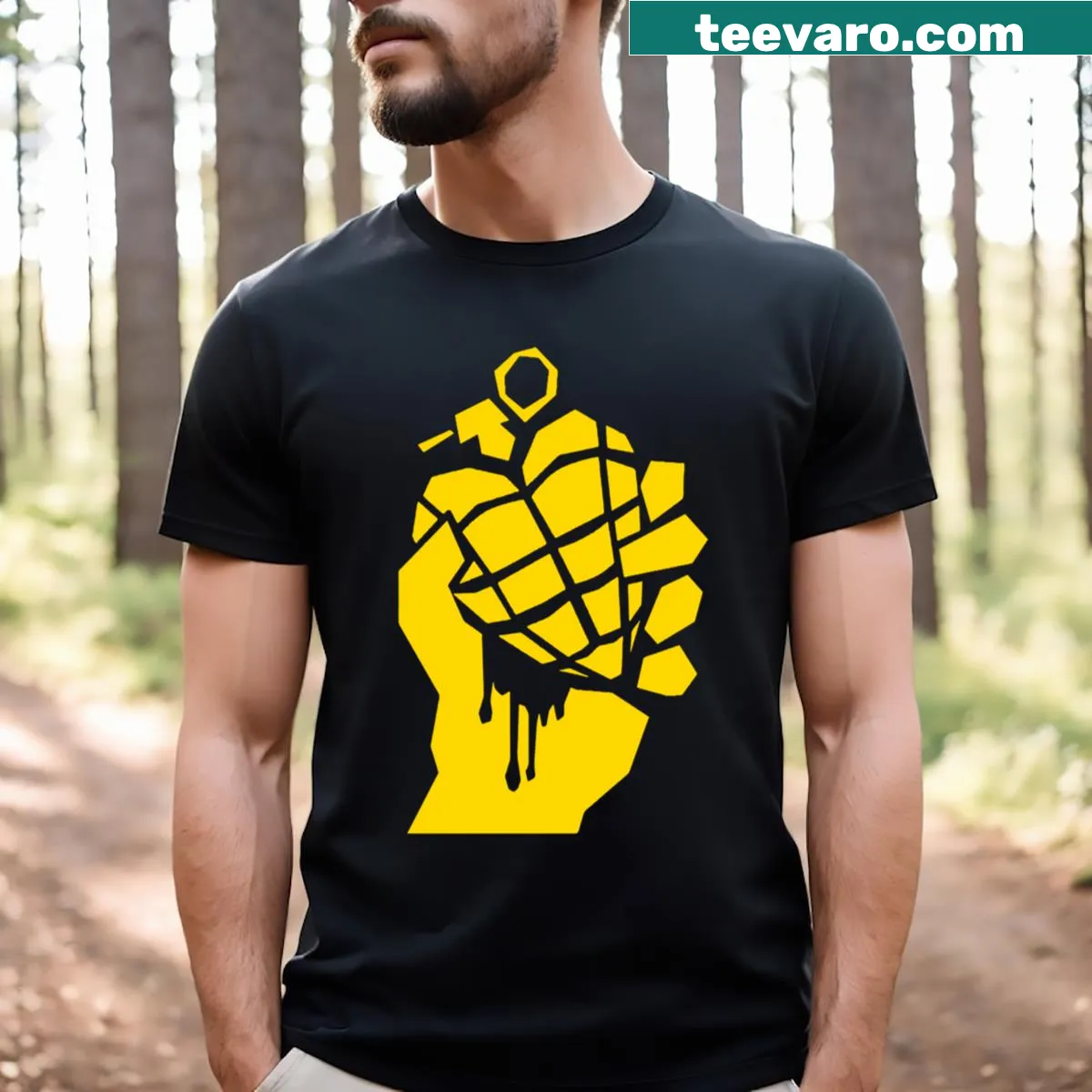 American Idiot T-shirt with bold typography — on a men's t-shirt