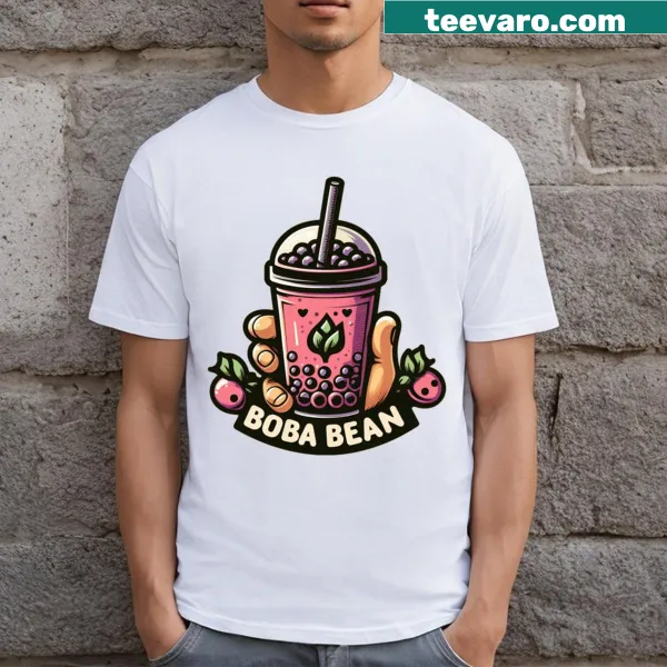 Cartoon design of a boba drink with a smiling face.