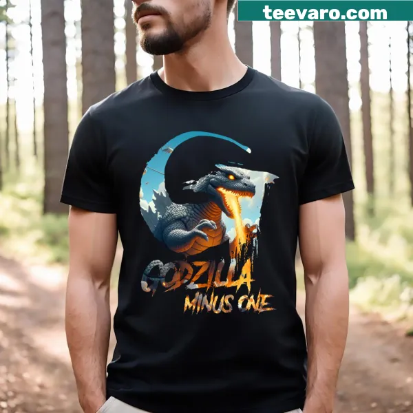 Cartoon-style T-shirt featuring Godzilla Minus One design