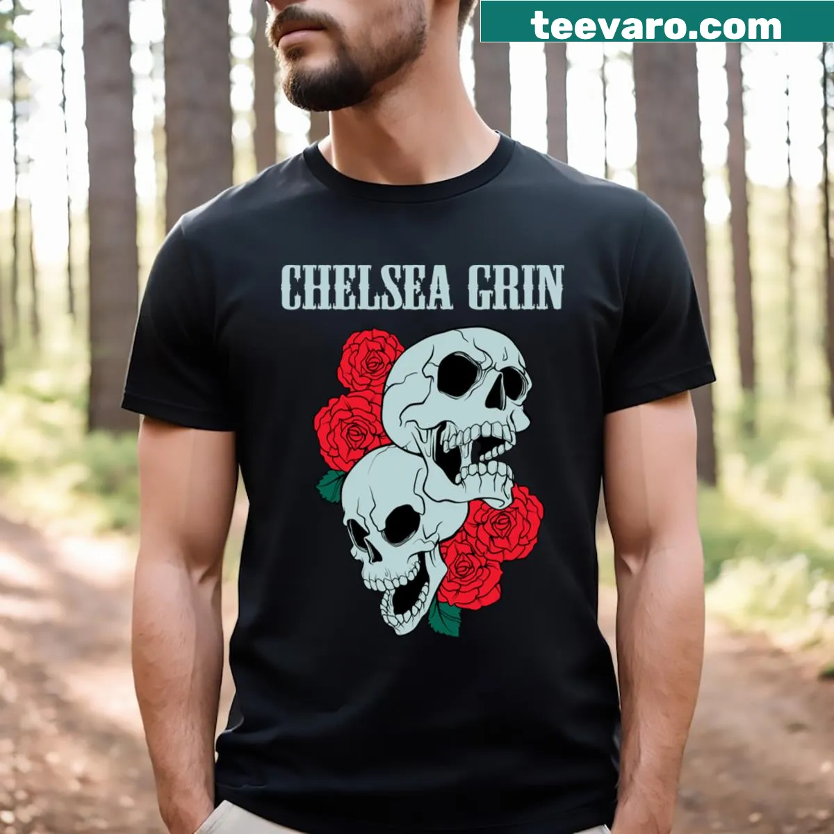 Vintage distressed t-shirt featuring Chelsea Grin band logo — on a men's t-shirt