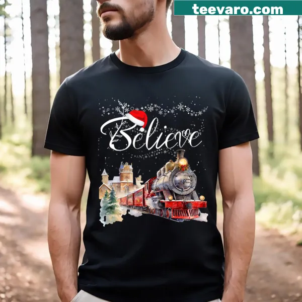 Illustrative Polar Express T-shirt featuring Santa for Christmas