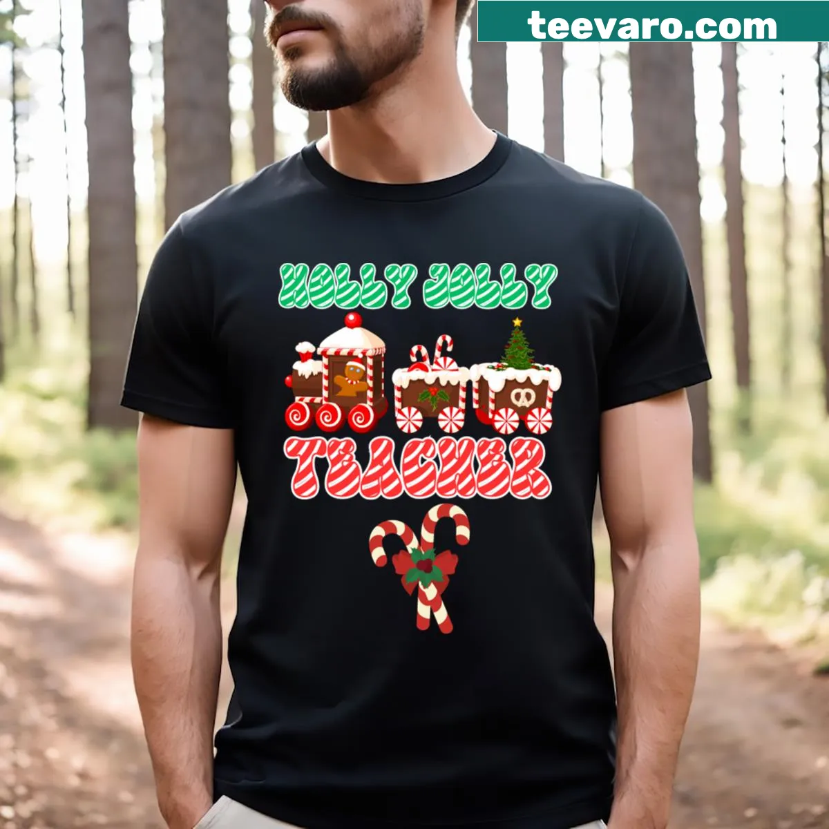 Festive T-shirt for teachers celebrating Christmas — on a men's t-shirt