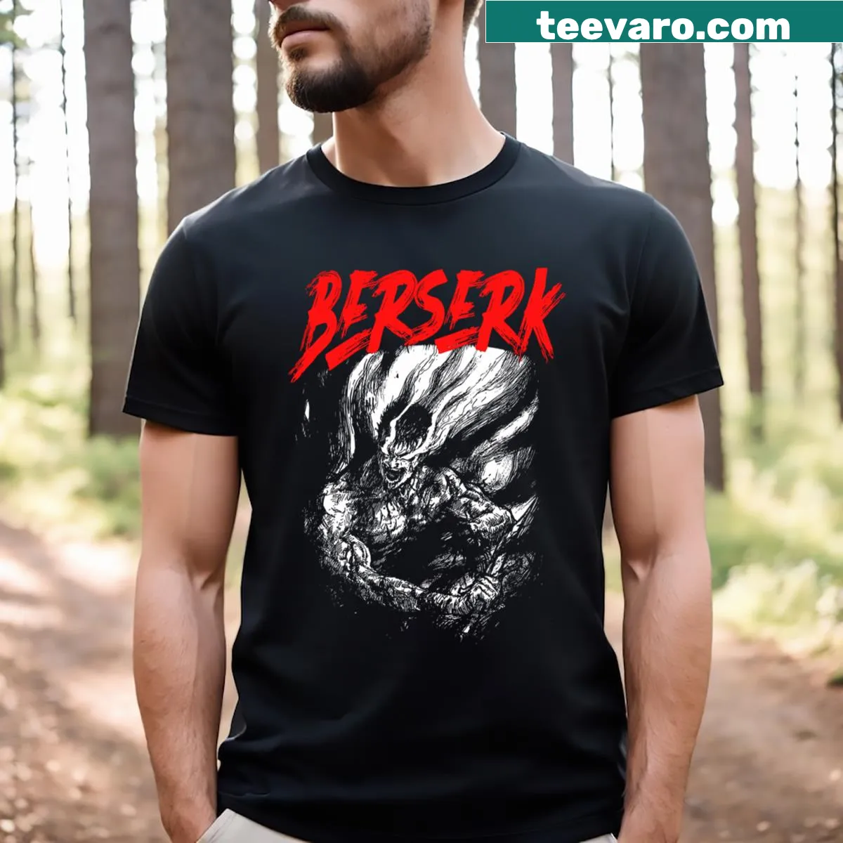 Graphic of Guts from Berserk manga on a t-shirt — on a men's t-shirt