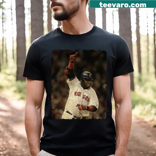 Graphic T-shirt featuring David Ortiz, Boston Red Sox legend.