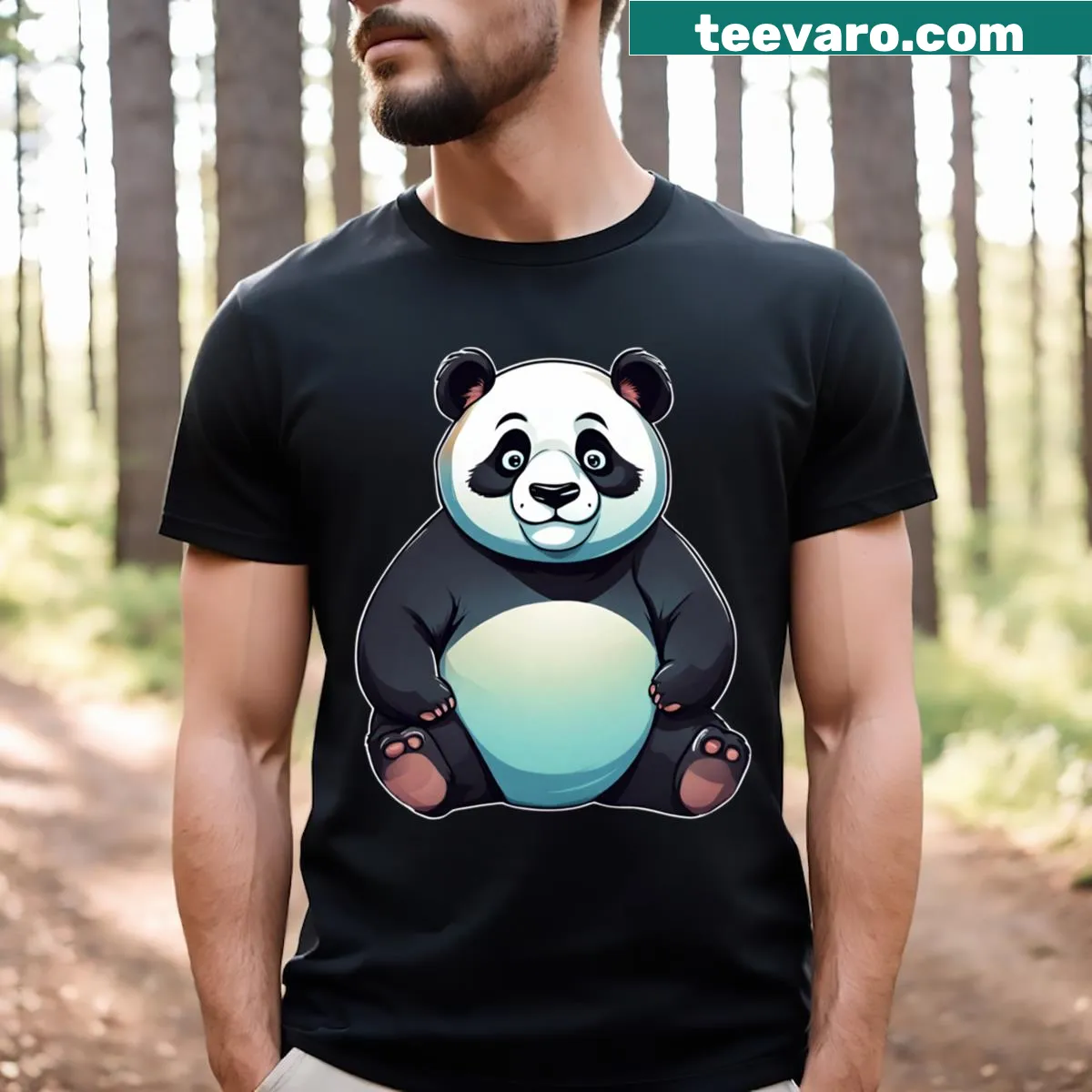 Cartoon fat panda design on a funny T-shirt. — on a men's t-shirt