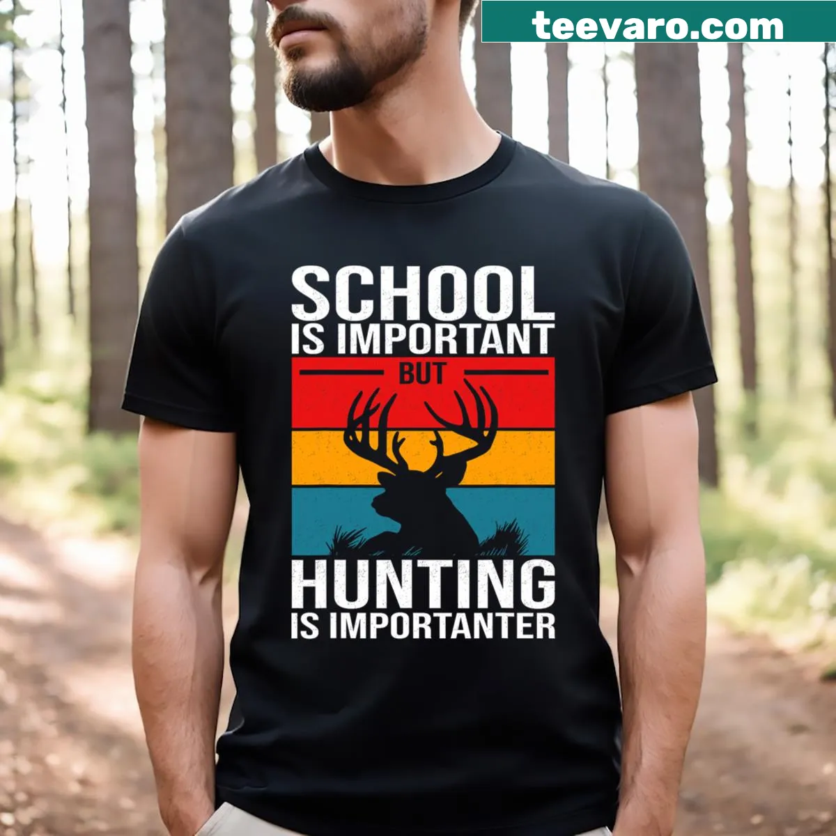 Funny hunting-themed T-shirt with playful artwork — on a men's t-shirt