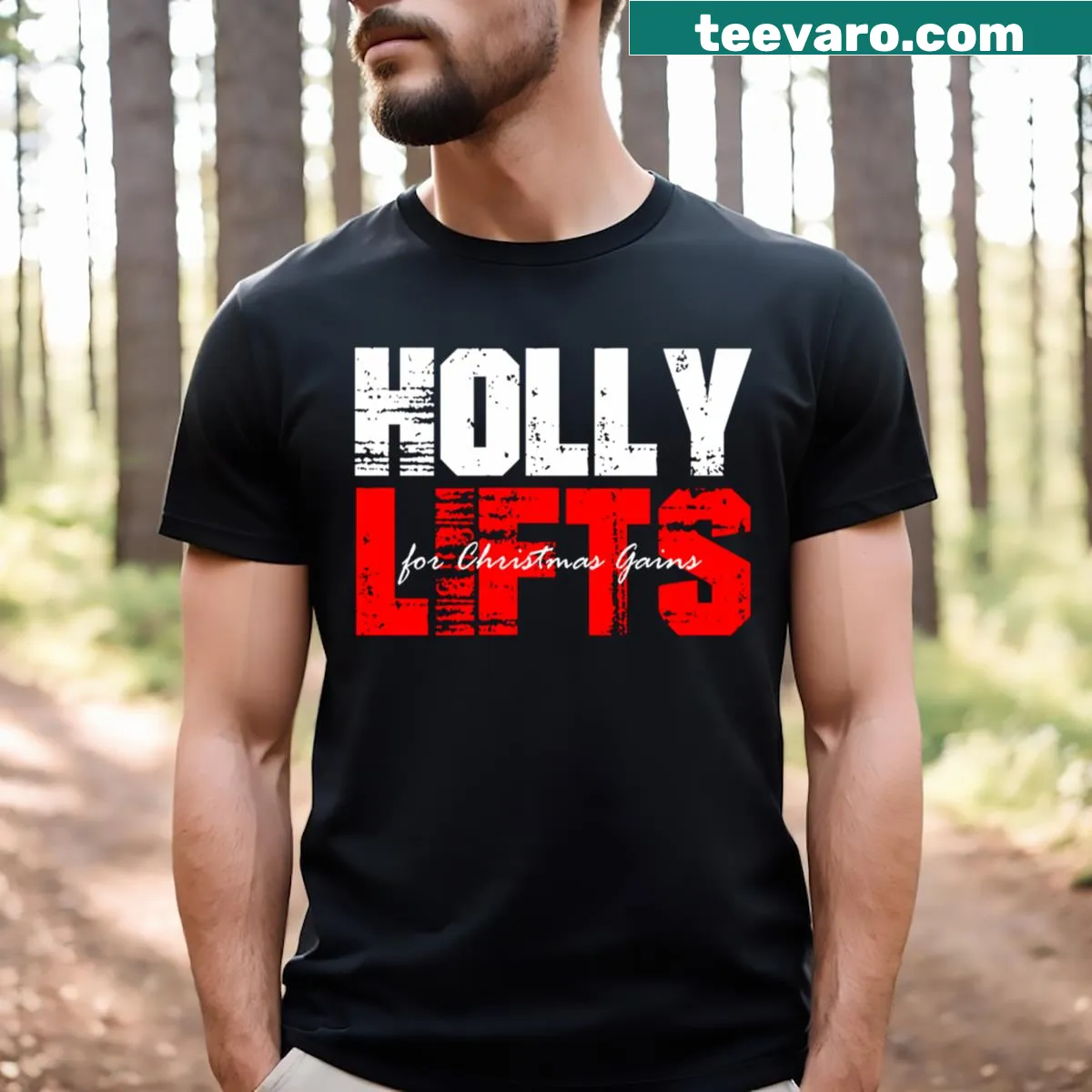 Funny Christmas gym quote T-shirt with fitness theme — on a men's t-shirt