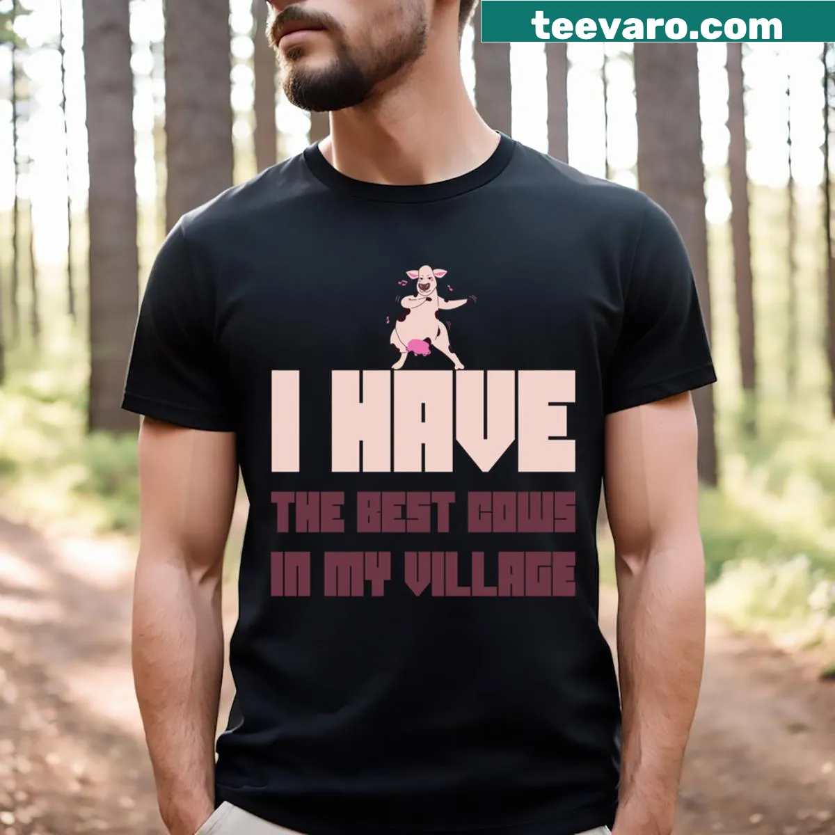 Humorous t-shirt about having the best cows — on a men's t-shirt