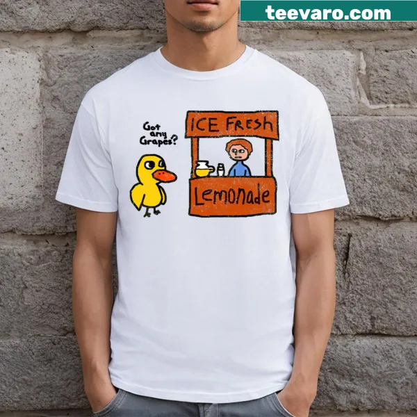 Funny t-shirt with duck asking for grapes and lemonade theme