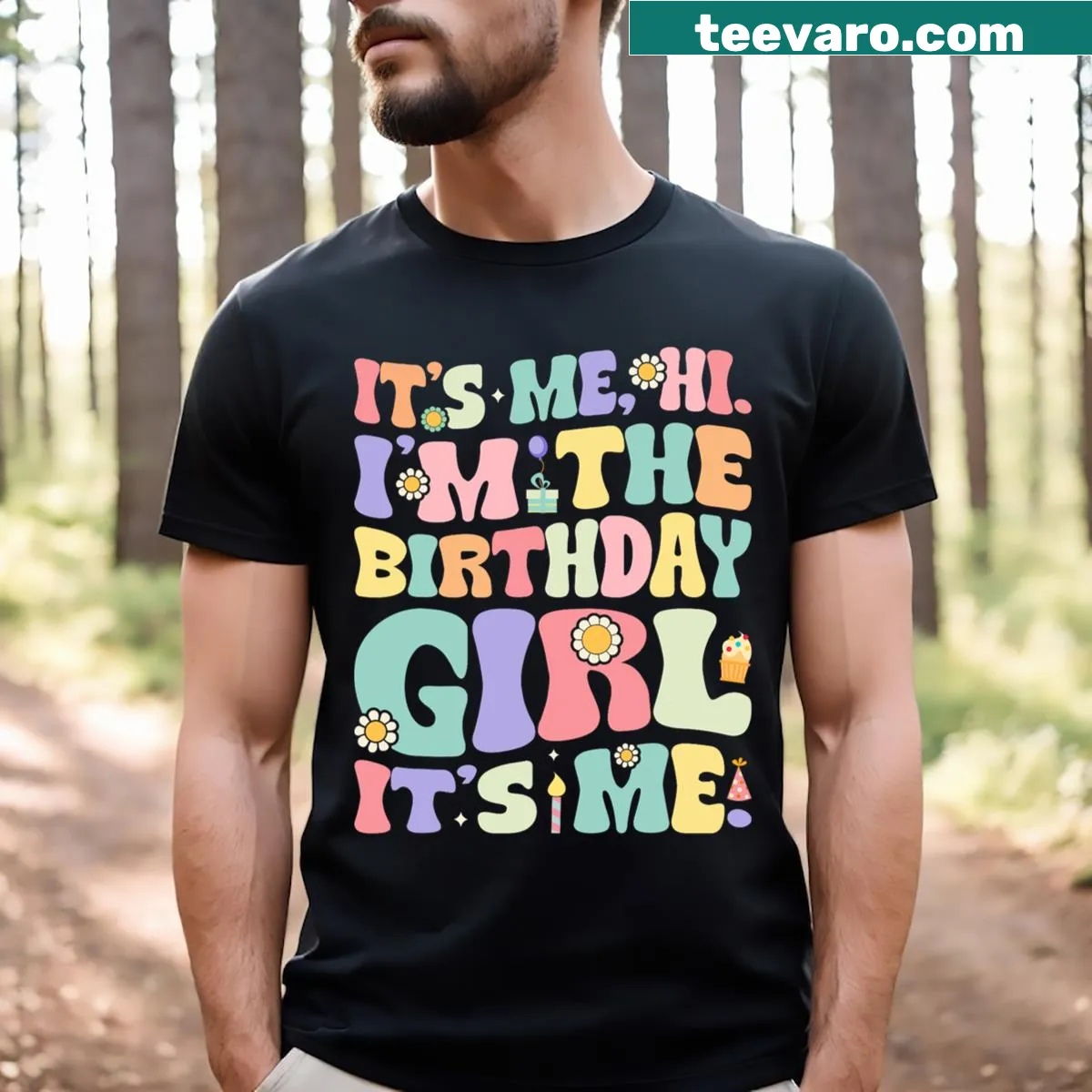 Groovy birthday T-shirt for girls with cheerful text — on a men's t-shirt
