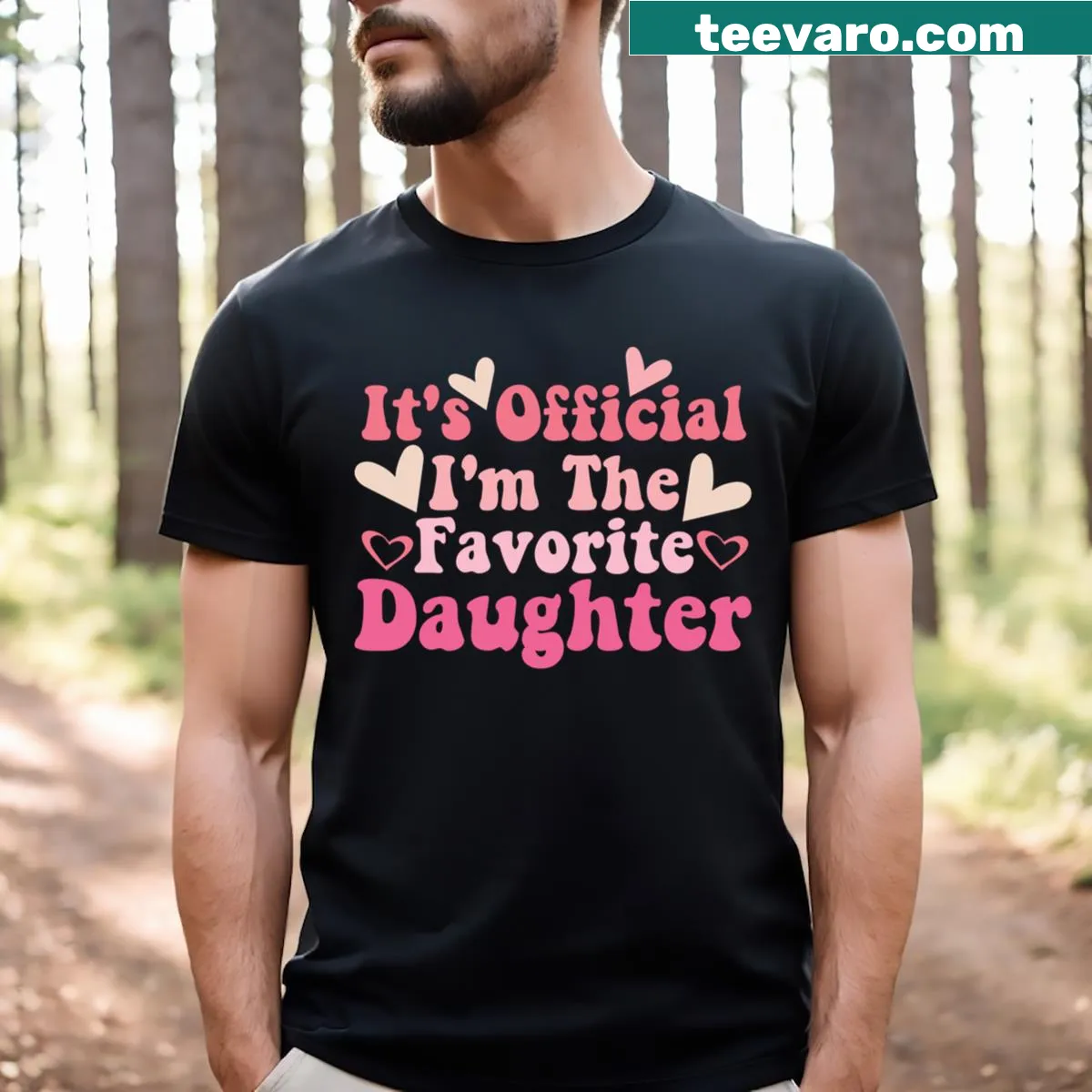 Funny Favorite Daughter t-shirt with bold text design — on a men's t-shirt