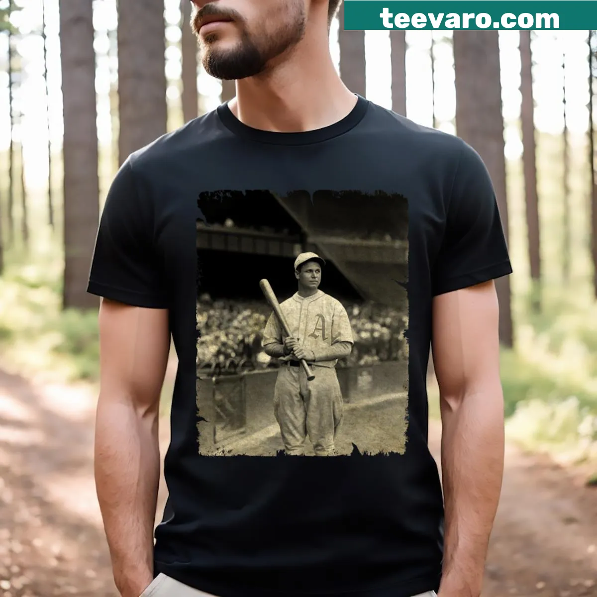 Vintage graphic Jimmie Foxx Philadelphia Athletics t-shirt — on a men's t-shirt