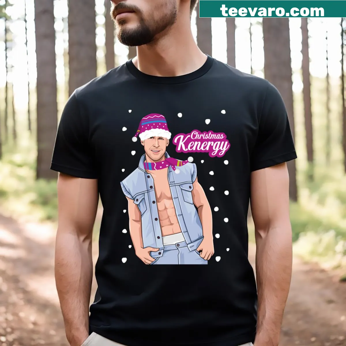 Funny Christmas jumper design featuring Kenergy Ken slogan — on a men's t-shirt