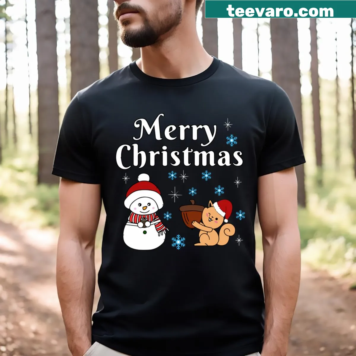 Classic Merry Christmas T-shirt with festive lettering for the holiday season. — on a men's t-shirt