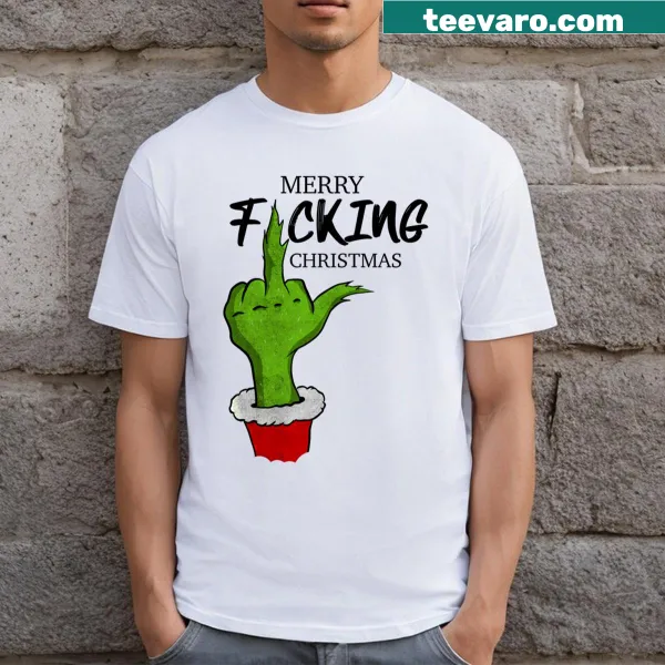 Bold T-shirt featuring 'Merry Fucking Christmas' text
