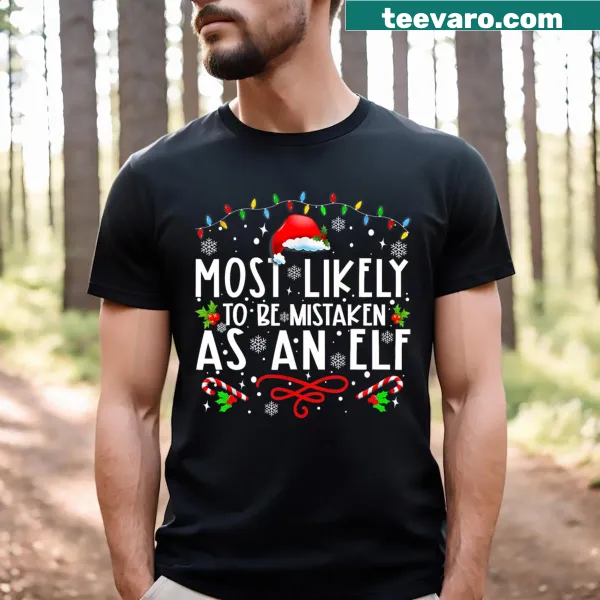 Funny family Christmas t-shirt for kids with elf humor.