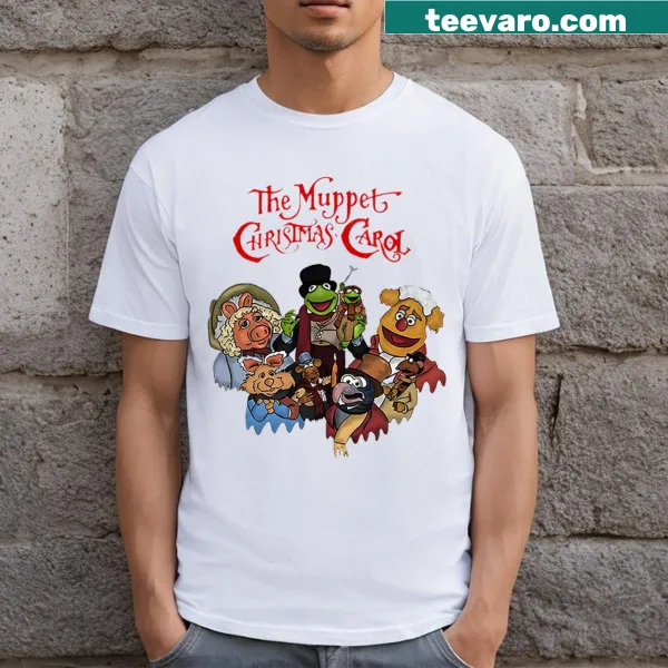 Muppets Christmas Carol t-shirt design with festive characters