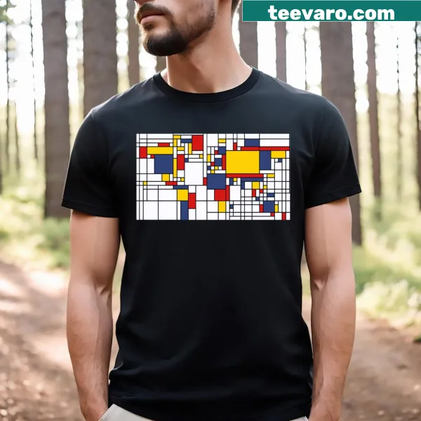 Abstract art t-shirt inspired by Piet Mondrian's style