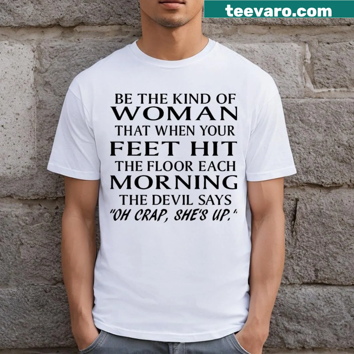 Empowerment t-shirt with the phrase 'Scaring The Devil' in bold typography — on a men's t-shirt