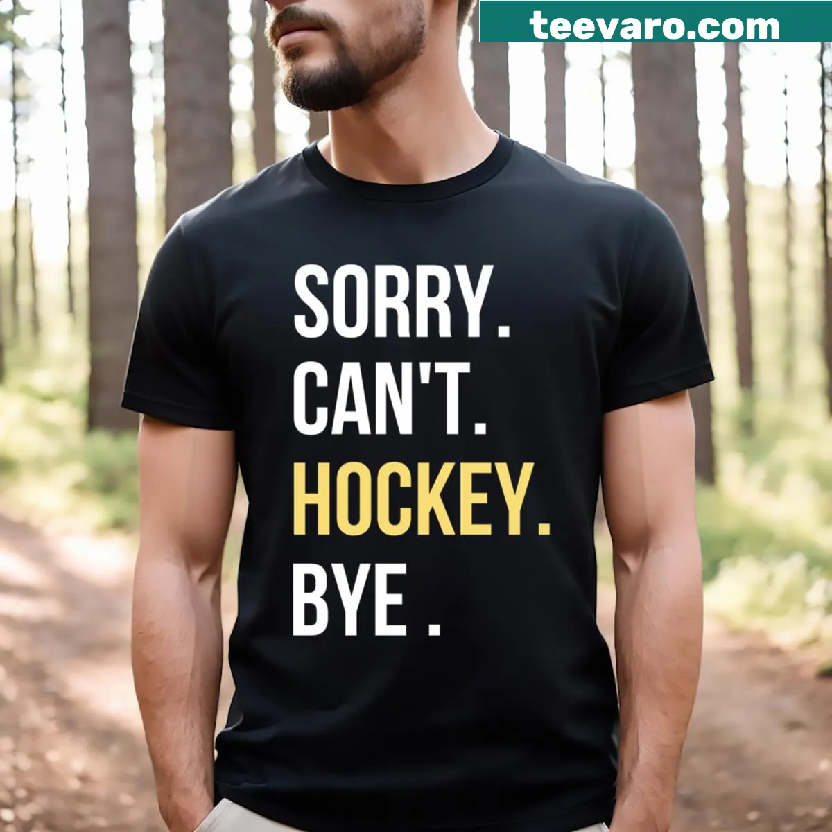 Funny T-shirt with hockey-themed text for players and fans — on a men's t-shirt