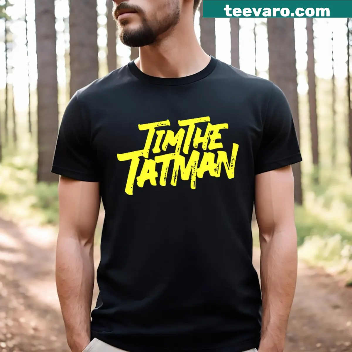Tim The Tatman graphic on a gaming t-shirt — on a men's t-shirt