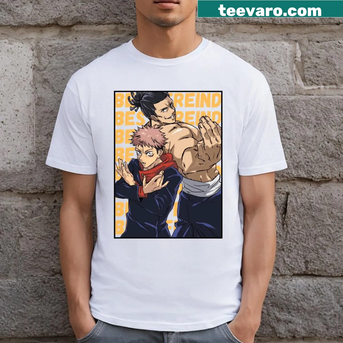 Anime-themed t-shirt featuring Todo Aoi and Itadori Yuji — on a men's t-shirt