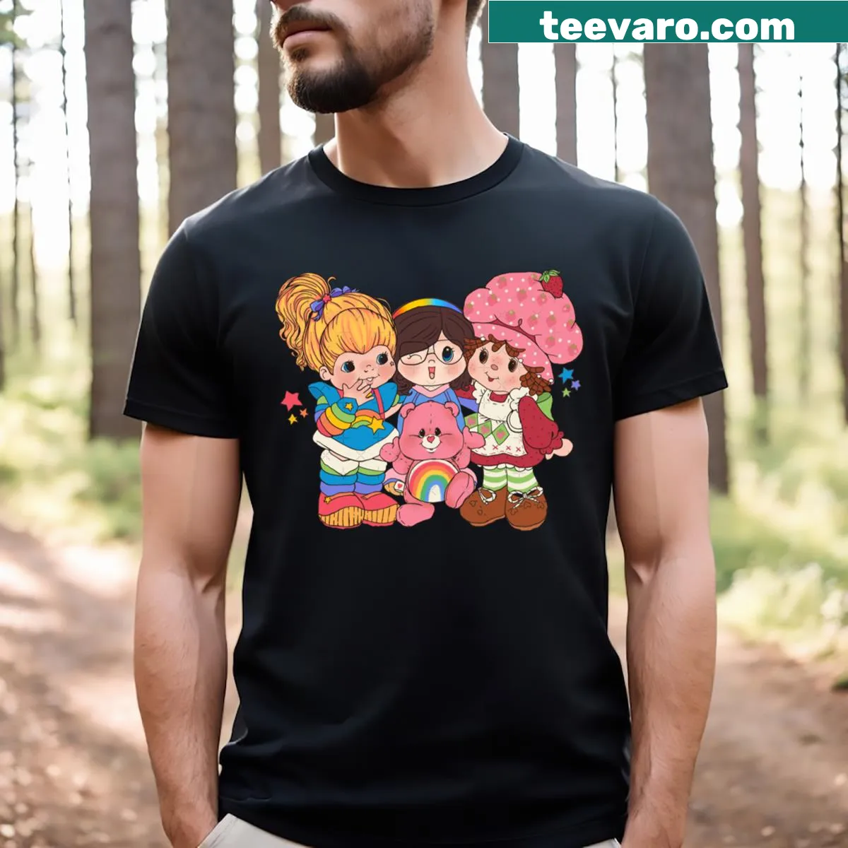 Vintage graphic featuring iconic 80's cartoons t-shirt — on a men's t-shirt