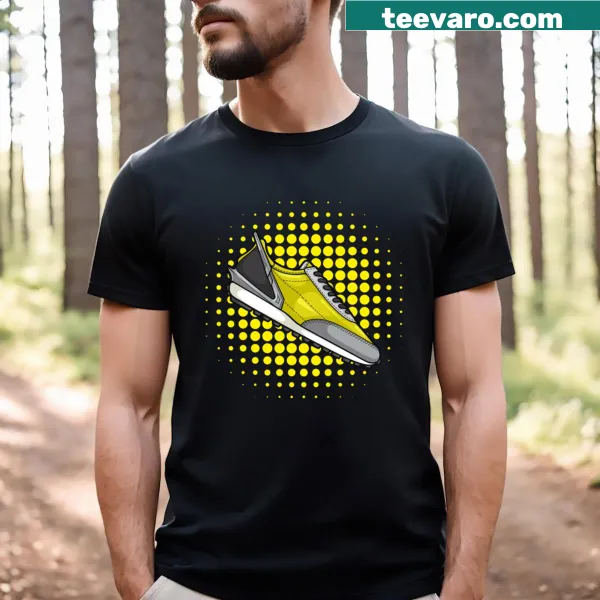 Playful sneaker-themed graphic t-shirt